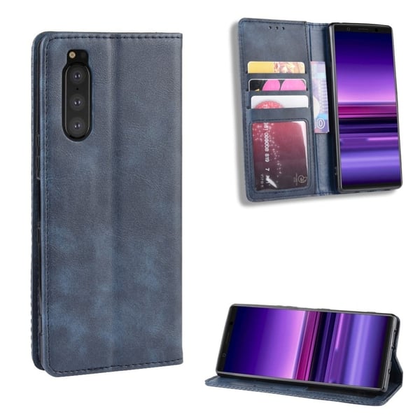 Bofink Vintage läder Sony Xperia 5 fodral - Blå