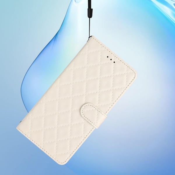 Funksjonelt rombe lommebokdeksel for Samsung Galaxy S23 Plus - Hvit
