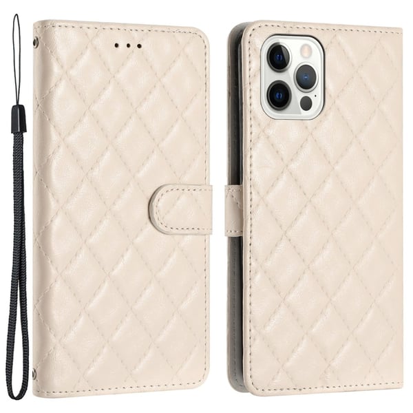 Toimiva rombinen lompakkokotelo iPhone 13 Pro - Valkoinen