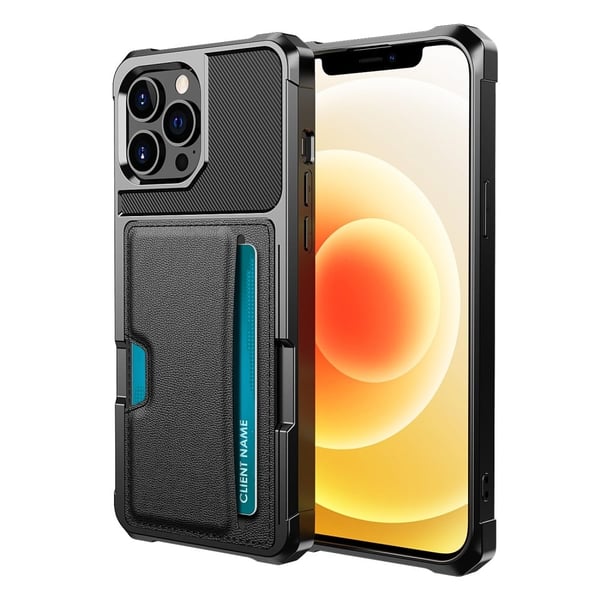 ZM02 Card Slot Design Anti-fall Leather Coated Flexible Hybrid mobil cover iPhone 13 Pro 6.1 inch - Sort