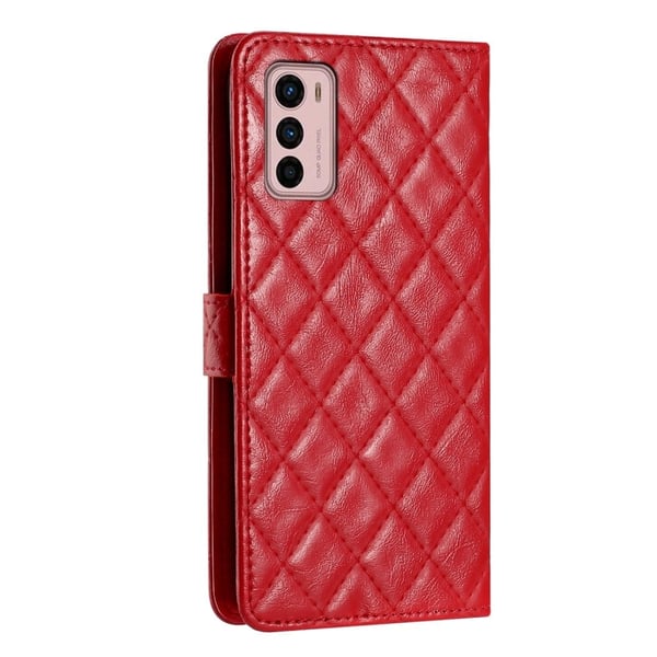 Funksjonelt rombe lommebokdeksel for Motorola Moto G42 - Rød