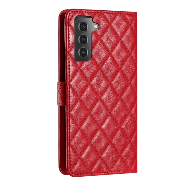 Funksjonelt rombe lommebokdeksel for Samsung Galaxy S22 Plus - Rød