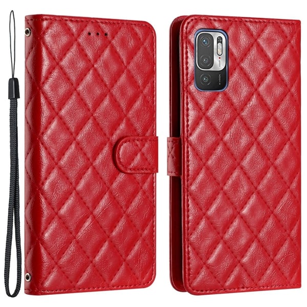Funksjonelt rombe lommebokdeksel for Xiaomi Poco M3 Pro 5G / Xiaomi Poco M3 Pro / Xiaomi Redmi Note 10T 5G / Xiaomi Redmi Note 10 - Rød