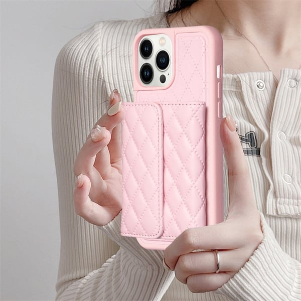 Funksjonelt rombe lommebokdeksel for iPhone 13 Pro Max - Rosa