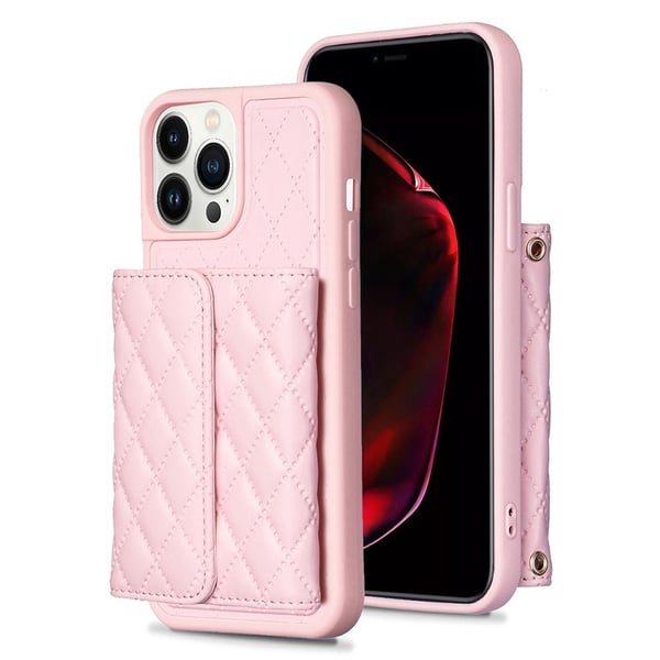 Funksjonelt rombe lommebokdeksel for iPhone 13 Pro Max - Rosa