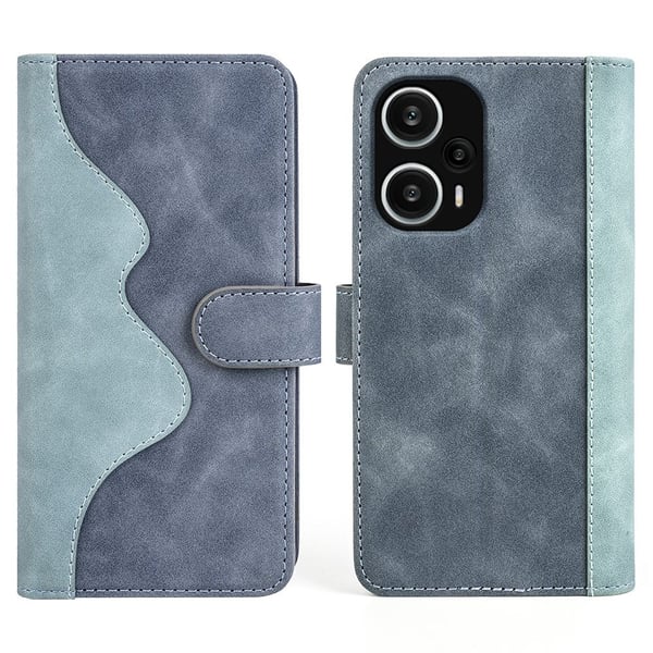 Tvåfärgat Xiaomi Poco F5 / Xiaomi Redmi Note 12 Turbo fodral i läder - Blå