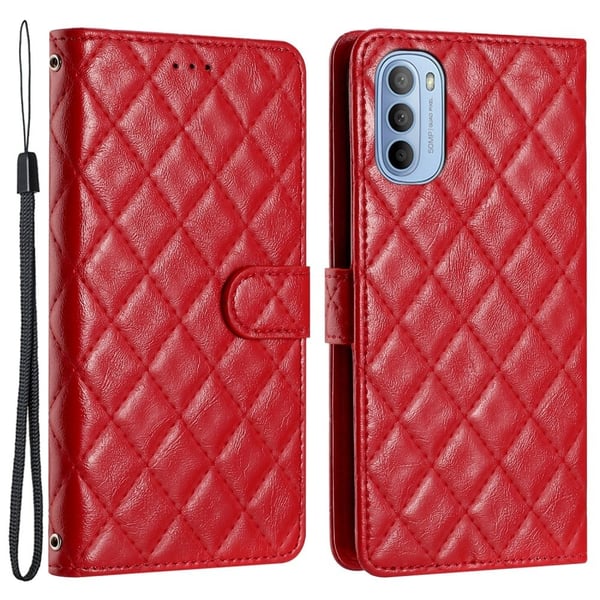 Funksjonelt rombe lommebokdeksel for Motorola Moto G41 / Motorola Moto G31 - Rød