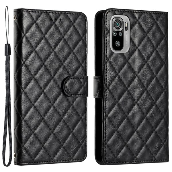 Funksjonelt rombe lommebokdeksel for Xiaomi Redmi Note 10S / Xiaomi Redmi Note 10 - Svart
