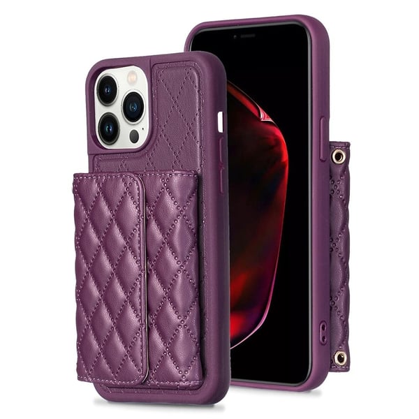 Funksjonelt rombe lommebokdeksel for iPhone 13 Pro Max - Lilla