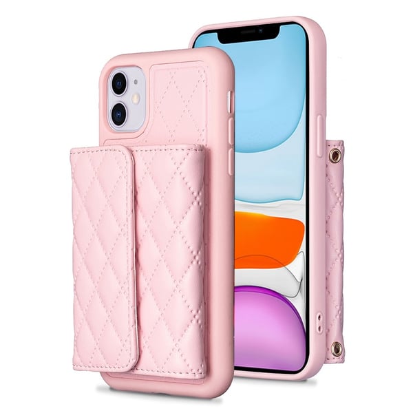 Funksjonelt rombe lommebokdeksel for iPhone 11 - Rosa