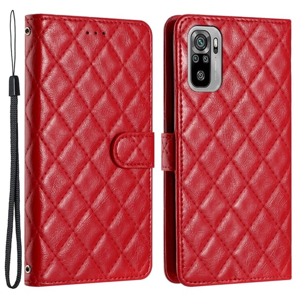 Funktionellt Xiaomi Redmi Note 10S / Xiaomi Redmi Note 10 fodral med rombmönster - Röd
