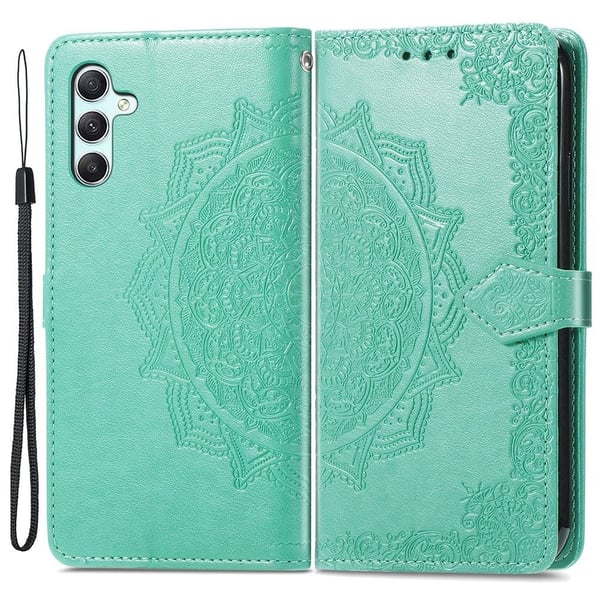 Mandala läder Samsung Galaxy A34 5G fodral - Grön