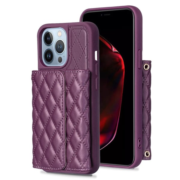 Funksjonelt rombe lommebokdeksel for iPhone 13 Pro - Lilla Funksjonelt rombe lommebokdeksel for iPhone 13 Pro - Lilla