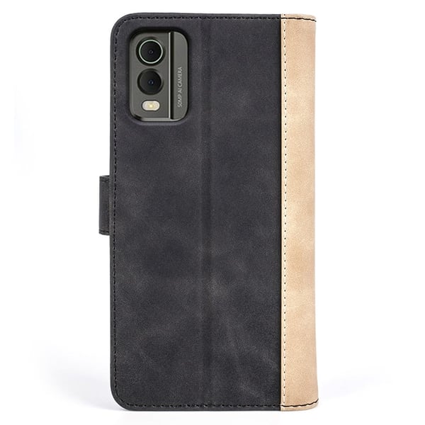 To-farvet Nokia C32 læderetui - Sort