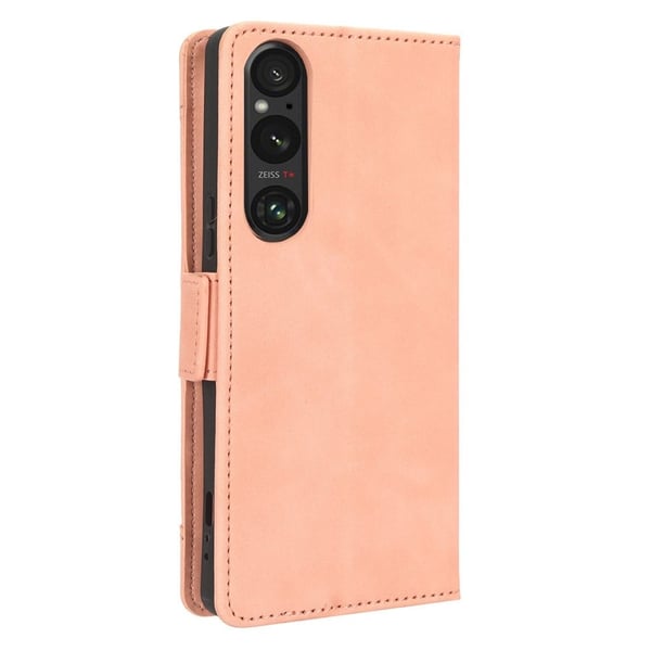 Stilfuldt Læder Etui med Pung til Sony Xperia 1 V - Lyserød