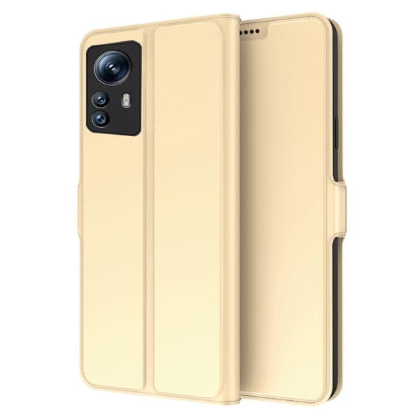 Glatt og tynt premium PU-skinnetui for Xiaomi Redmi Note 12S - Gull