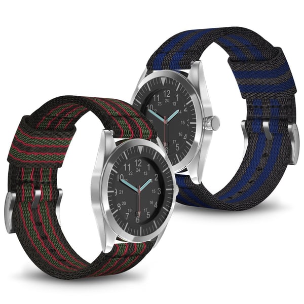 24 mm Bofink® Luxury Nylon-klokkerem - Blå Striper