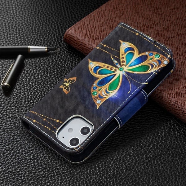 Wonderland iPhone 12 Mini Flippetui - Krystall Sommerfugler