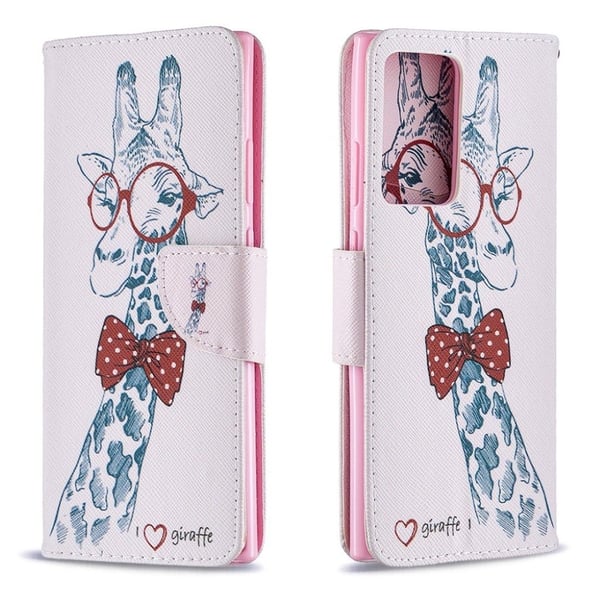 Wonderland Samsung Galaxy Note 20 Ultra Flip Etui - Yndig Giraf Iført Briller
