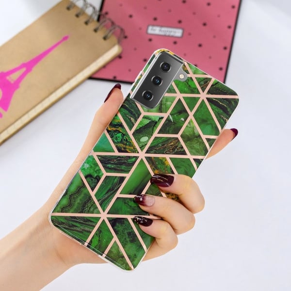 Marble Samsung Galaxy S21 Etui - Grønn