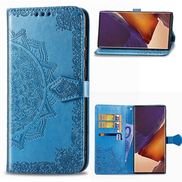 Mandala Samsung Galaxy Note20 Ultra 5G / Note 20 Ultra Flip kotelo - Sininen Mandala Samsung Galaxy Note20 Ultra 5G / Note 20 Ultra Flip kotelo - Sininen