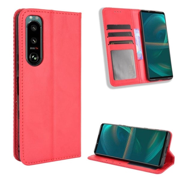 Bofink Vintage Sony Xperia 5 III Lær Etui - Rød