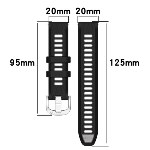 20 mm universal silikonrem med tofarget kryssstripe - Hvit / Blågrønn