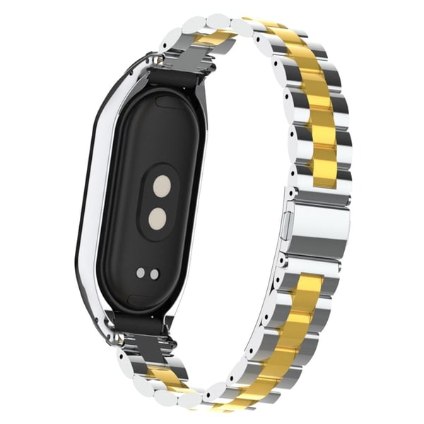 3-Perle stil metallrem med deksel for Xiaomi Smart Band 8 - Sølv Gull