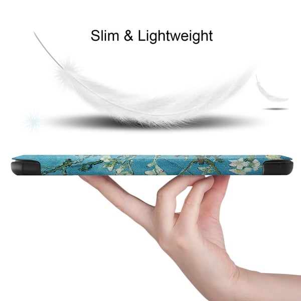 Lenovo Tab M7 (3. generasjon) / Tab M7 tredobbelt lærveske med kult mønster - Plommeblomst