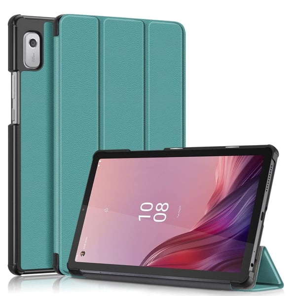 Kolminkertainen nahkainen jalusta kotelo Lenovo Tab M9 - Mustanvihreä