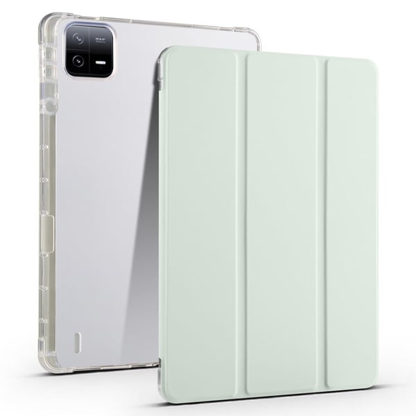 Tri-fold skinnstativveske for Xiaomi Pad 6 / 6 Pro - Lysegrønn