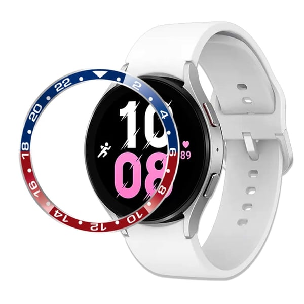 Samsung Galaxy Watch 5 / 4 (44 mm) metallring i to farger - Blå / Rød Samsung Galaxy Watch 5 / 4 (44 mm) metallring i to farger - Blå / Rød