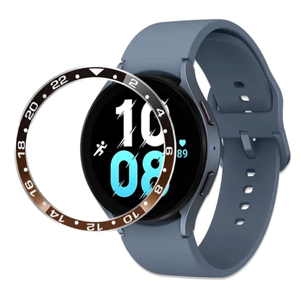 Samsung Galaxy Watch 5 / 4 (44 mm) metallring i to farger - Svart / Brun Samsung Galaxy Watch 5 / 4 (44 mm) metallring i to farger - Svart / Brun