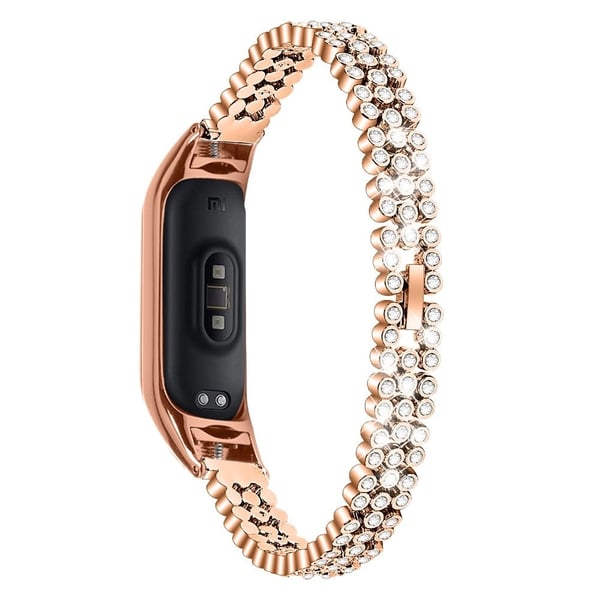 Xiaomi Smart Band 8 med rhinestone-dekor i rustfrit stål - Rødguld