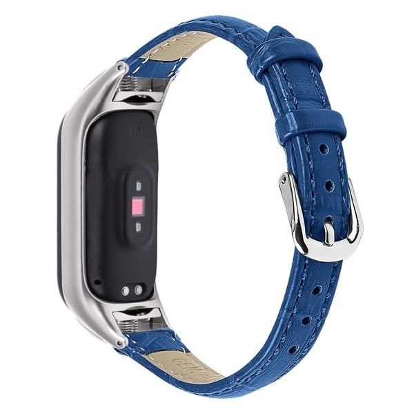 Xiaomi Smart Band 8 Lehmänahkainen krokotiilikuvioinen nahkahihna - Sininen