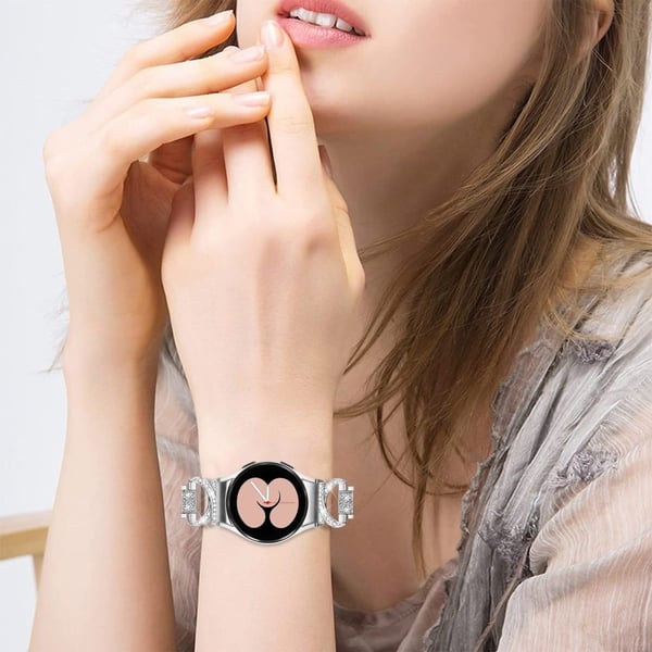Samsung Galaxy Watch 6 / 5 / 4 rhinestone bead rustfri stålrem - Sølv