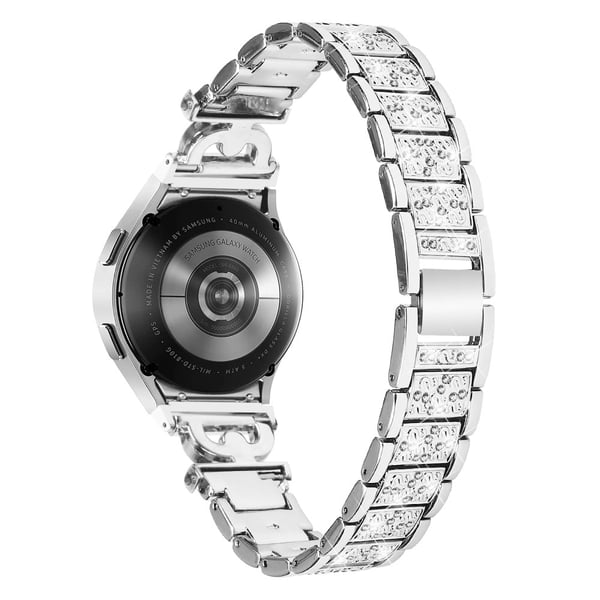Samsung Galaxy Watch 6 / 5 / 4 rhinestone bead rustfri stålrem - Sølv