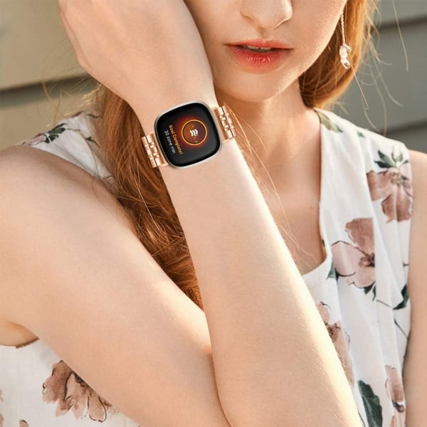 7 perledekor i rustfritt stål til Fitbit Sense 2 / Versa 4 - Rose Gull