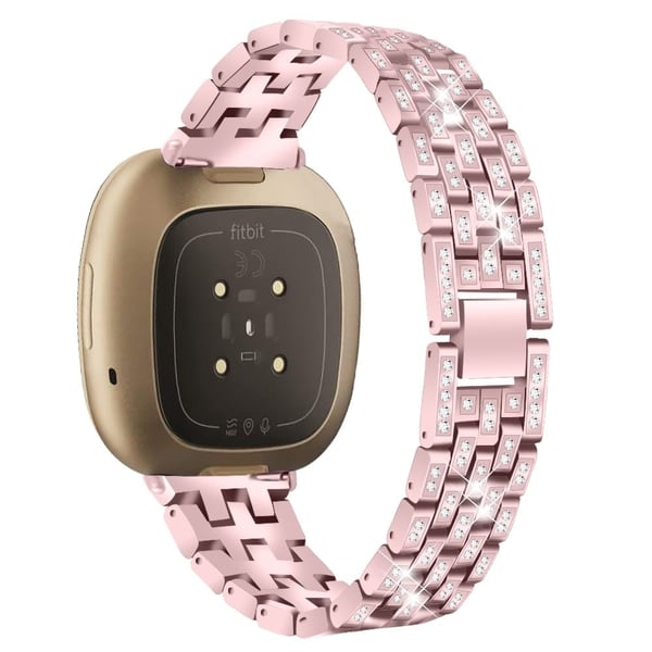 Fitbit Sense 2 / Versa 4 strassdekor med 5 perler i sinklegering - Rosa Rose Fitbit Sense 2 / Versa 4 strassdekor med 5 perler i sinklegering - Rosa Rose
