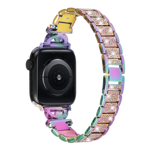 Apple Watch Series 8 (45 mm) / Watch Ultra-rem i rustfrit stål med rhinestone-dekor - Flerfarvet Apple Watch Series 8 (45 mm) / Watch Ultra-rem i rustfrit stål med rhinestone-dekor - Flerfarvet