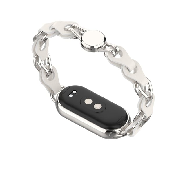 Xiaomi Smart Band 8 Ægte okselæder prydet med metalrem - Hvid