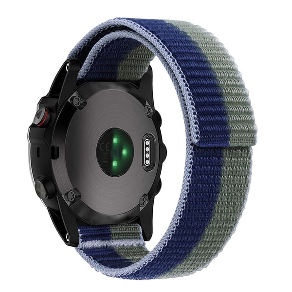 26 mm nylonrem med sømstil for Garmin-klokke - Grønn / Blå 26 mm nylonrem med sømstil for Garmin-klokke - Grønn / Blå