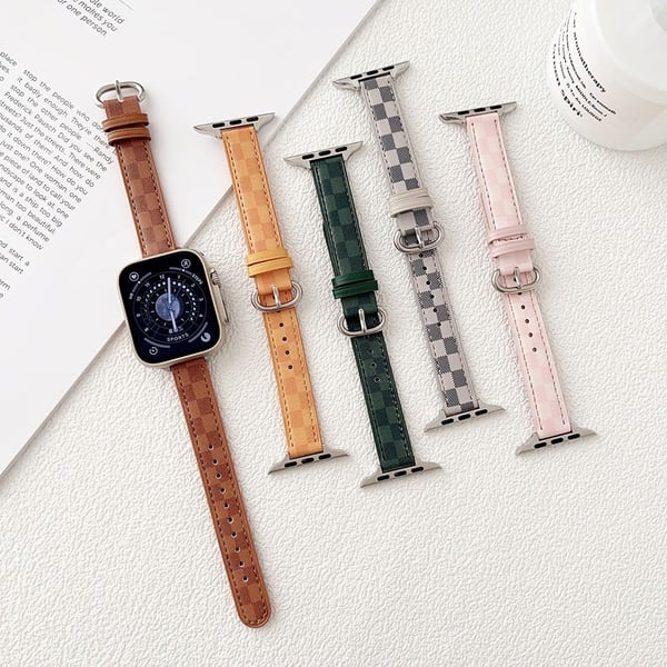 Apple Watch Series 8 (45mm) / Watch Ultra Ægte okselæder i gittermønster rem - Lyserød