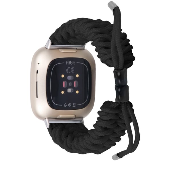 Fitbit Sense 2 / Versa 4 punottu hihna - Tasainen Musta