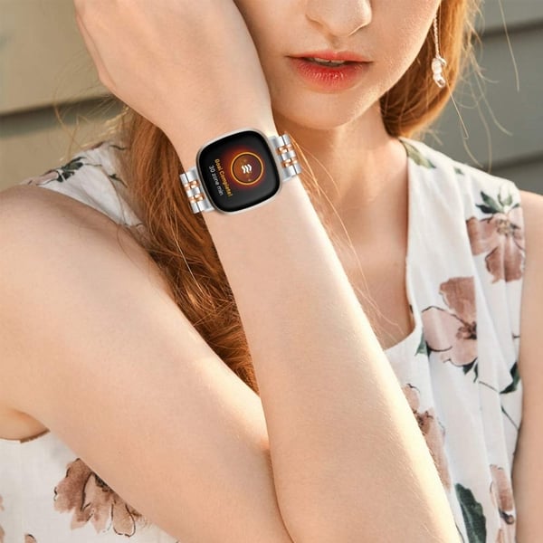 7 perler i rustfrit stål til Fitbit Sense 2 / Versa 4 - Sølv / Rødguld