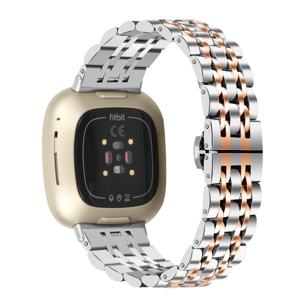 7 perler i rustfrit stål til Fitbit Sense 2 / Versa 4 - Sølv / Rødguld