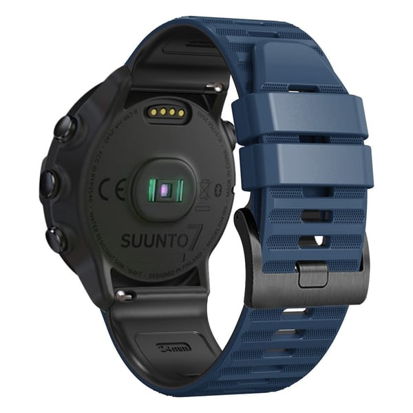 24 mm silikonrem i to farger for Suunto- og Fossil-klokker - Midnattsblå / Svart