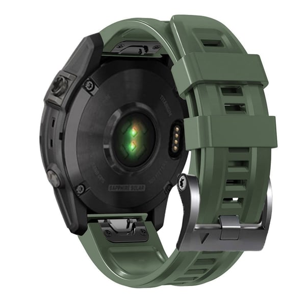 26 mm silikonerem til Garmin-ur med sort spænde - Militærgrøn