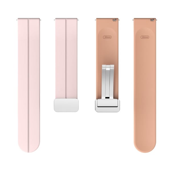 22 mm universal tofarget silikonrem med sølvspenne - Rosa / Rosa Rose