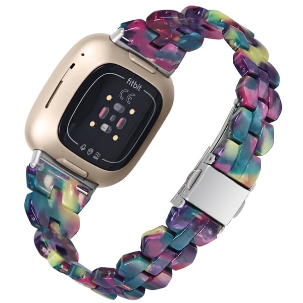 Fitbit Sense 2 / Versa 4 harpiksrem - Lilla Grønn Blomst Fitbit Sense 2 / Versa 4 harpiksrem - Lilla Grønn Blomst